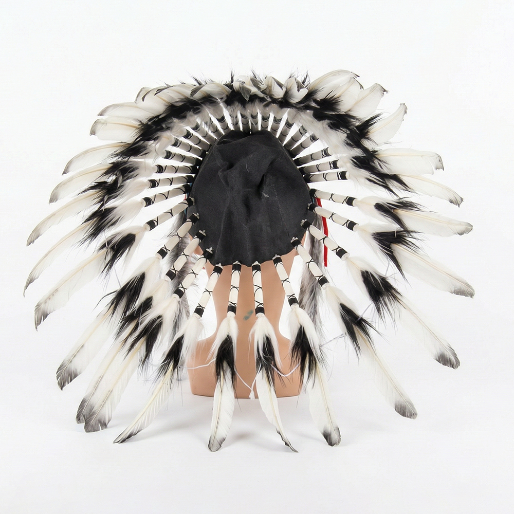 Ethnic Indian Style Headdress Style 1 White Black Feather Festival Headwear - Image 2