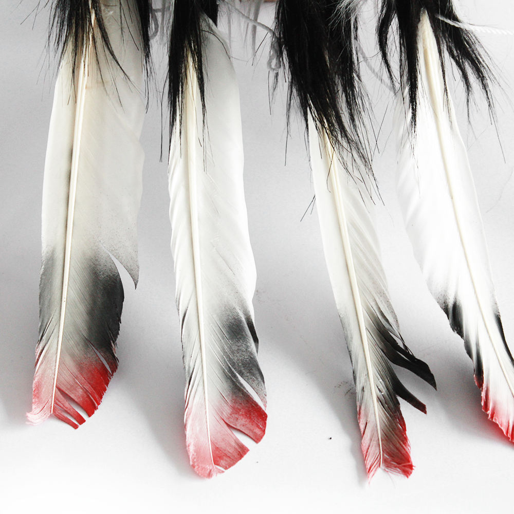 Ethnic Indian Style Headdress Style 2 Classic Indian Feather Hat Black White Silver - Image 8
