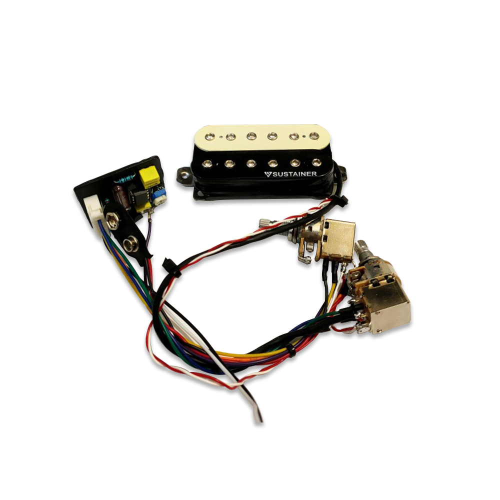 Sustainer Humbucker Pickup System Push Pull Version Stealth Style Design - Black White - Image 2