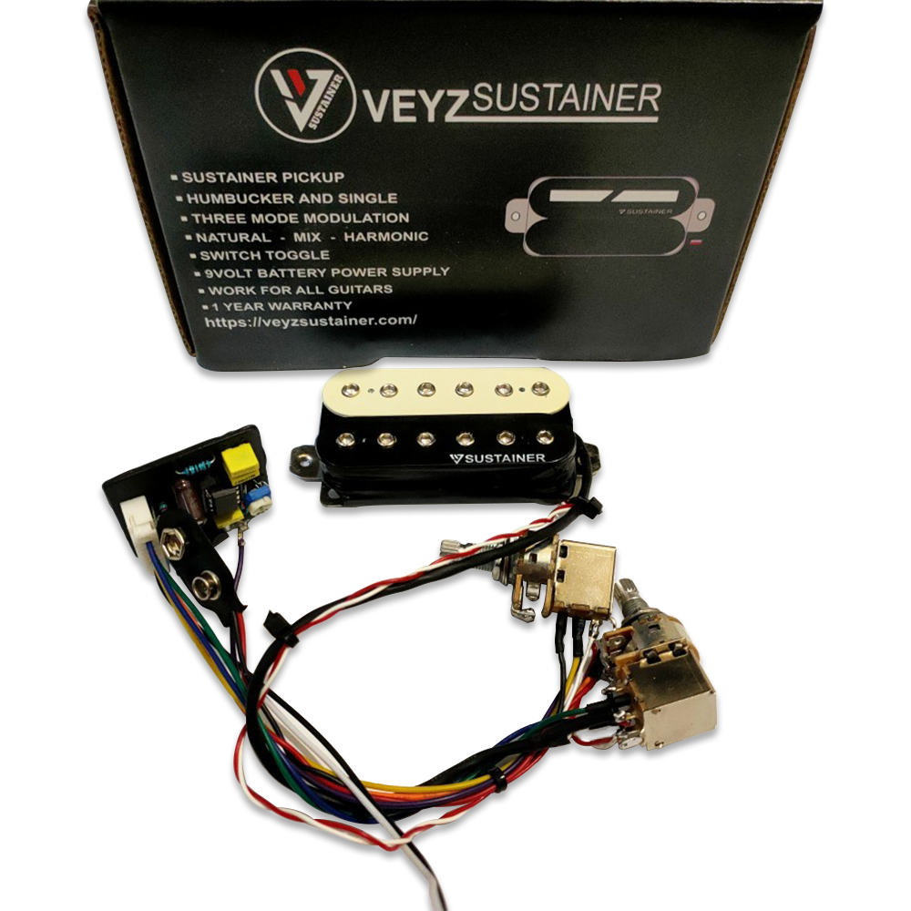 Sustainer Humbucker Pickup System Push Pull Version Stealth Style Design - Black White