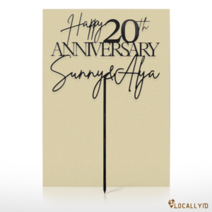 Personalized Happy Anniversary Cake Topper – Custom Name & Date Cake Decoration